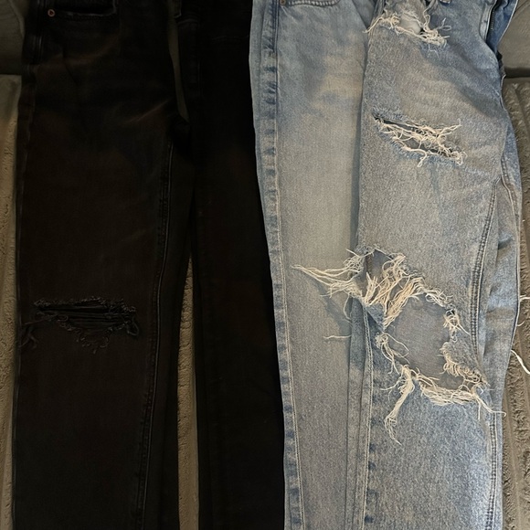 American Eagle Outfitters Black and Light Blue Distressed Jeans - Picture 1 of 2